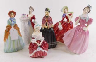 Two Lawton pottery figures, Grandma and Nan, largest height 18cm, together with four further Royal