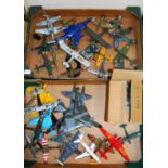Two trays containing plastic kit built aircraft models