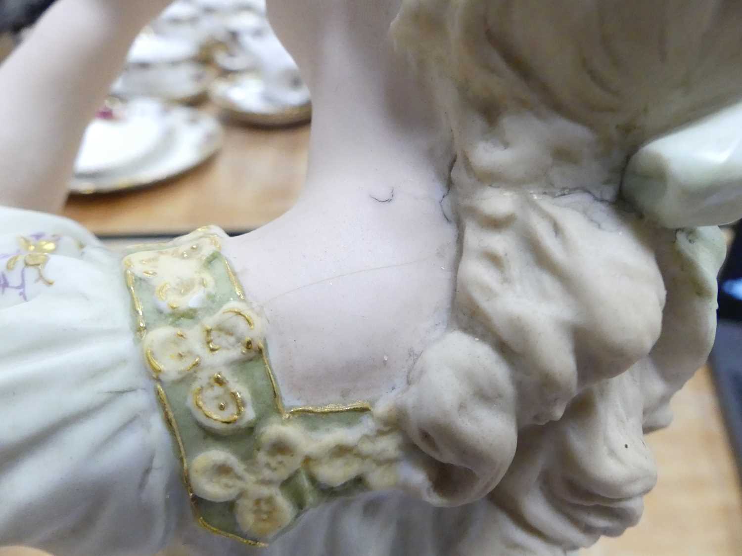 An Austrian porcelain figure of a lady, height 45cm, together with a Victorian bisque porcelain - Image 8 of 10