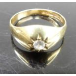 A Victorian style 9ct gold diamond solitaire ring, the 'gypsy' set round cut diamond weighing approx