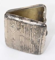 A George V pocket cigarette case, of typical hinged rectangular form, having engraved engine