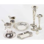 A collection of silver and plated items, to include a pierced dish, Birmingham 1931; capstan