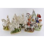 A pair of Victorian Staffordshire flat back figures on horseback, being Lord Roberts and Baden