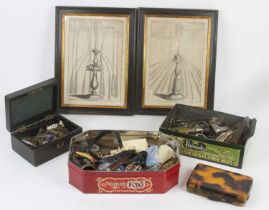 Miscellaneous items to include prints, wick scissors, antique spectacles etc