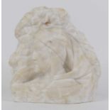 A carved marble head & shoulders bust of a lady, height 21cm