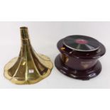 A reproduction Victrola Victor Talking Machine Company gramophone with brass horn Lacks the