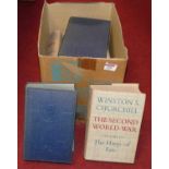 A collection of books by Winston Churchill, to include The Second World War and The World Crisis