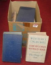 A collection of books by Winston Churchill, to include The Second World War and The World Crisis