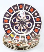 A collection of six Royal Crown Derby 1128 pattern imari dinner plates, dia.27cm Intact but have