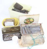 A collection of various vintage boat modelling items to include drive shafts, lead weights etc.