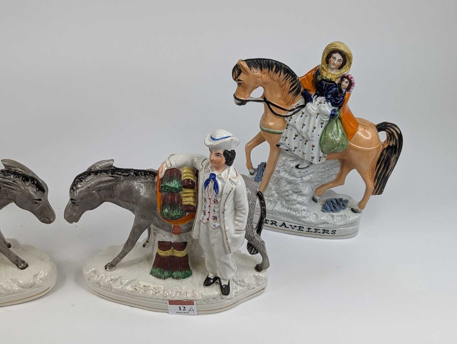 A pair of Victorian Staffordshire flat back figures, inscribed Beesums Sand, height 21cm, together - Image 3 of 3