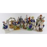 A pair of Victorian Staffordshire flat back figures titled Scotland's Pride and Britain's Glory,