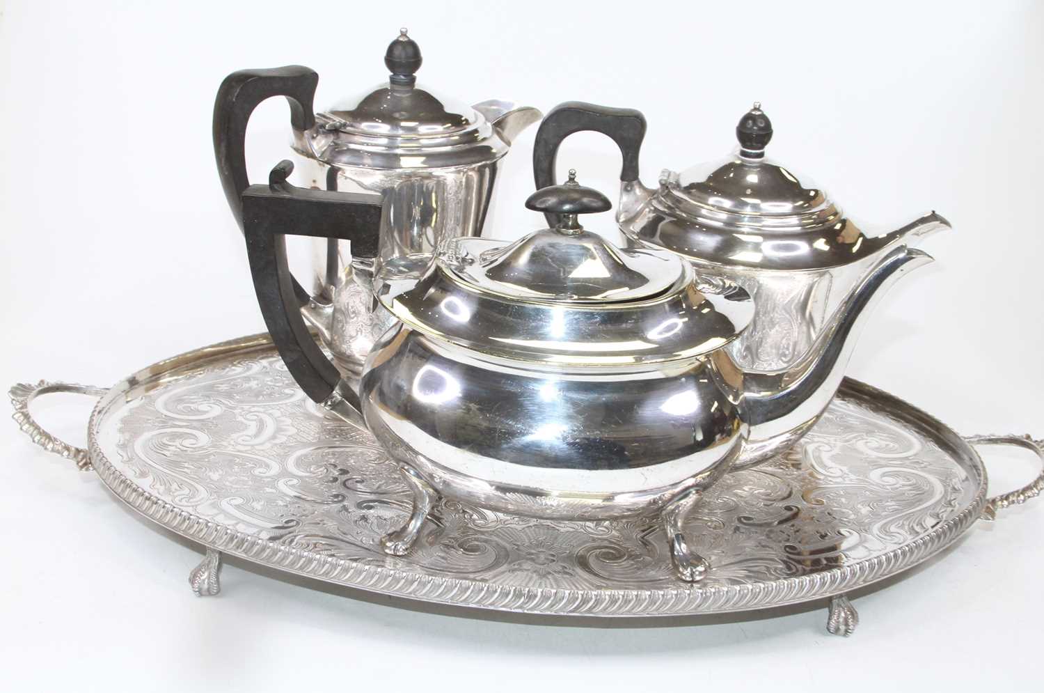 Two silver plated tea and coffee services