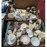 Two boxes of mixed ceramics to include a Royal Crown Derby Imari teacup & saucer, Victorian relief