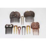 A collection of carved/faux tortoiseshell hair slides