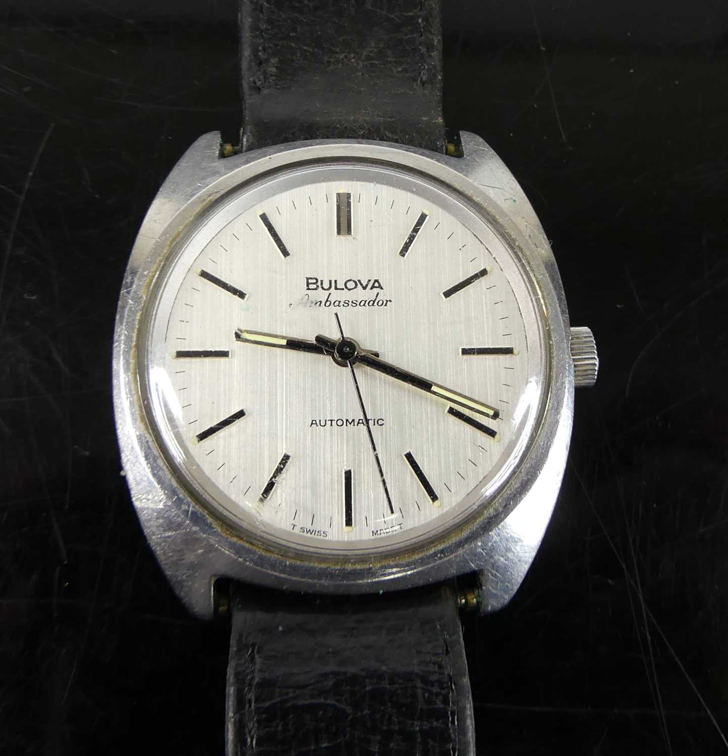 A gent's Bulova Ambassador automatic wristwatch, circa 1970s, the screw-down back cover numbered 3-