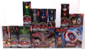 Hasbro modern issue release Marvel Avengers boxed group, with examples including a Captain America