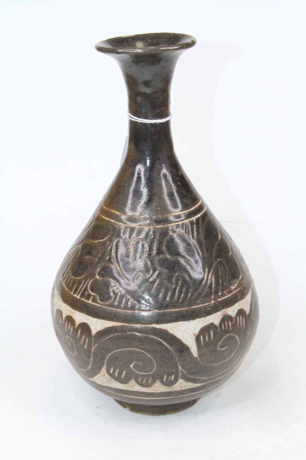 A 20th century Chinese earthenware vase, in the Song Dynasty style, decorated with foliage, h.27cm