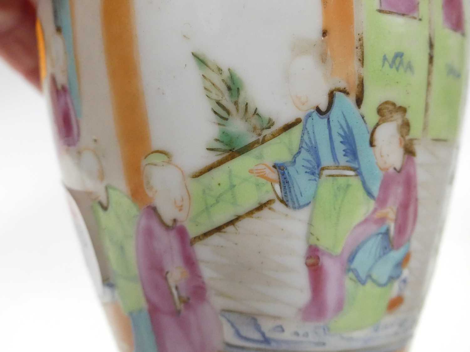 A Chinese Canton porcelain vase, of baluster form, enamel decorated with birds, h.19cm; together - Image 3 of 11