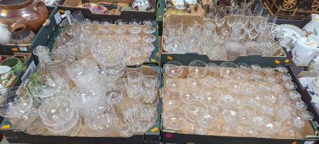 Four boxes of mixed glassware, to include drinking glasses and bowls
