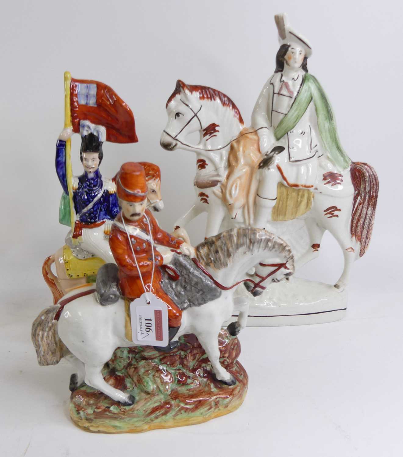 A pair of Victorian Staffordshire flat back figures on horseback, being Lord Roberts and Baden - Image 3 of 4