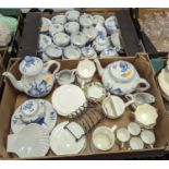 A collection of Spode Fontaine pattern blue and white pottery tea and coffee wares, together with