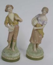 A pair of Royal Dux figures, each h.21.5cm