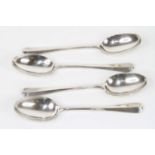 A set of four George V silver teaspoons in the Hanovarian Rat-tail pattern, maker Goldsmiths &