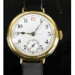 A lady's vintage Longines 18ct gold cased wristwatch, having unsigned white enamel dial,