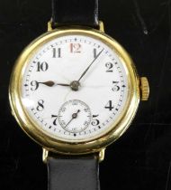 A lady's vintage Longines 18ct gold cased wristwatch, having unsigned white enamel dial,