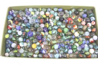 A collection of vintage glass marbles