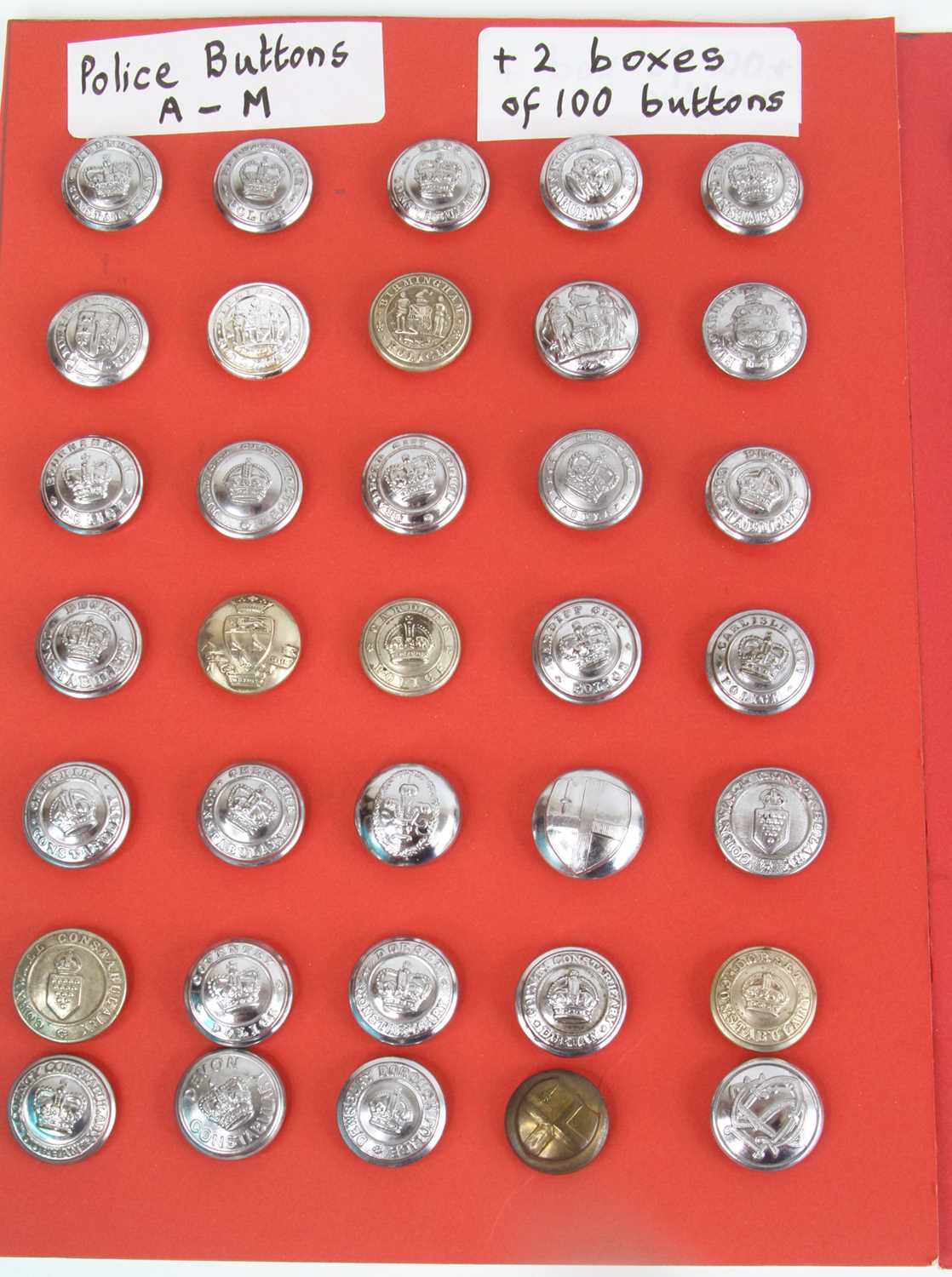 A Large collection of Police uniform buttons arranged alphabetically A-M, M-S & T-Z displayed on - Image 4 of 12