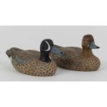 Two P&C Beck models of blue winged teals, length 17cm Painted wood. In good condition.