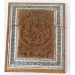 An Indian carved sandalwood and Vizagapatam card case, with ivory stringing, h.10.5cm Ivory