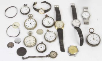 A collection of vintage wrist and pocket watches, to include silver cased examples