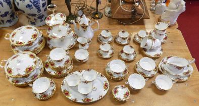 An extensive Royal Albert dinner and tea service in the Old Country Roses pattern