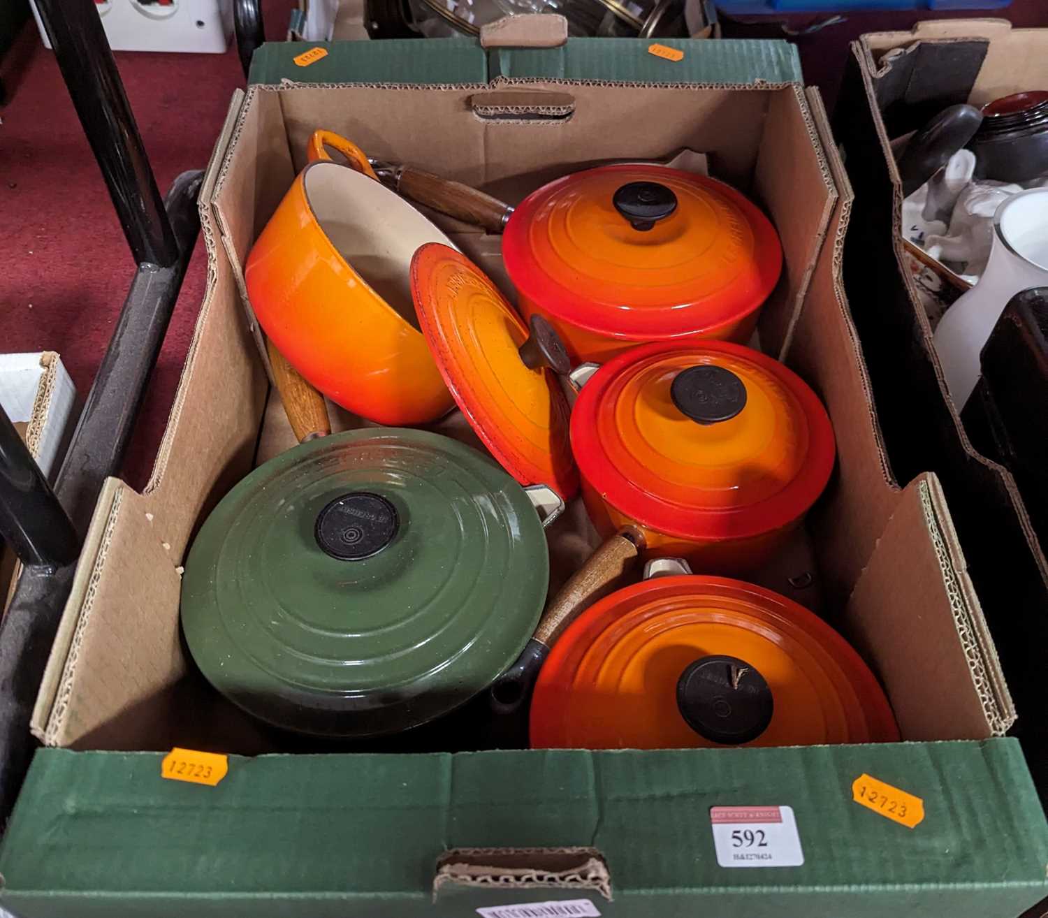 A collection of Le Creuset enamel cookwares