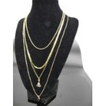 A selection of modern 14ct gold neck chains, to include square belcher link example with garnet