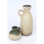 A West German Scheurich-Keramik mottled brown glazed pottery vase, having a single loop handle, h.