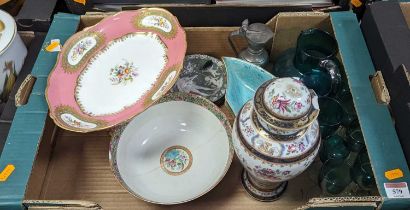 Mixed glassware and ceramics, to include a Chinese Canton porcelain bowl and a European porcelain