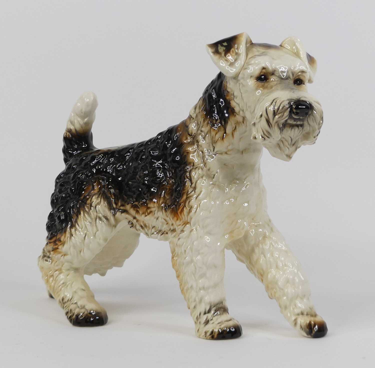 A Goebels pottery model of a terrier dog, height 30cm Condition is good.