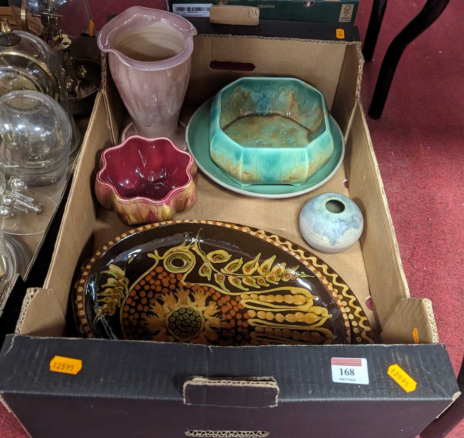 A collection of mixed ceramics, to include two Jean Hampton glazed earthenware dishes and a Celia