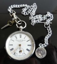 An early 20th century silver cased gent's open faced pocket watch, signed to the dial Kendall & Dent