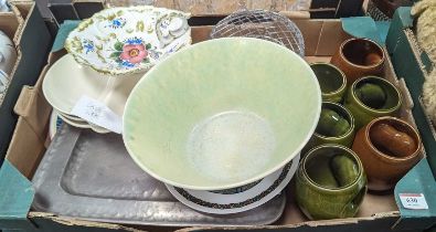 A collection of mixed ceramics, to include Holkham Pottery mugs