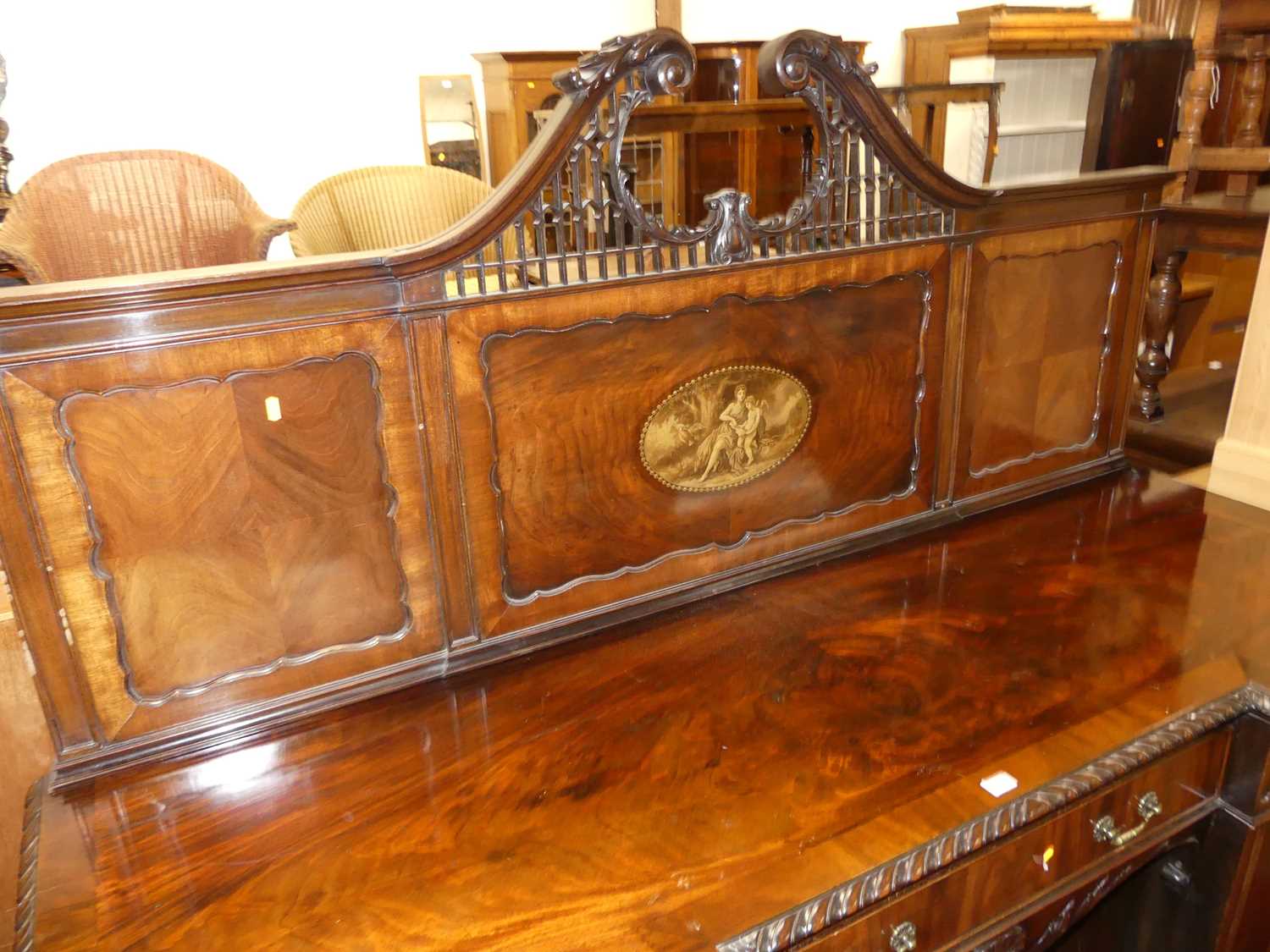 An early 20th century mahogany inverted breakfront ledgeback sideboard, having gadrooned edge, three - Image 2 of 5