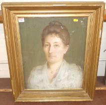 Early 20th century English school - Half-length portrait of a young woman wearing a lace blouse