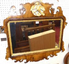 A 19th century mahogany fret cut and gilt decorated wall mirror, in the Chippendale taste, 67 x
