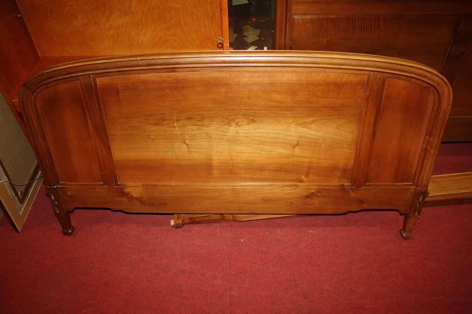 A circa 1900 Vienna secessionist walnut double bedstead, the recessed panelled head and footboard - Image 7 of 8