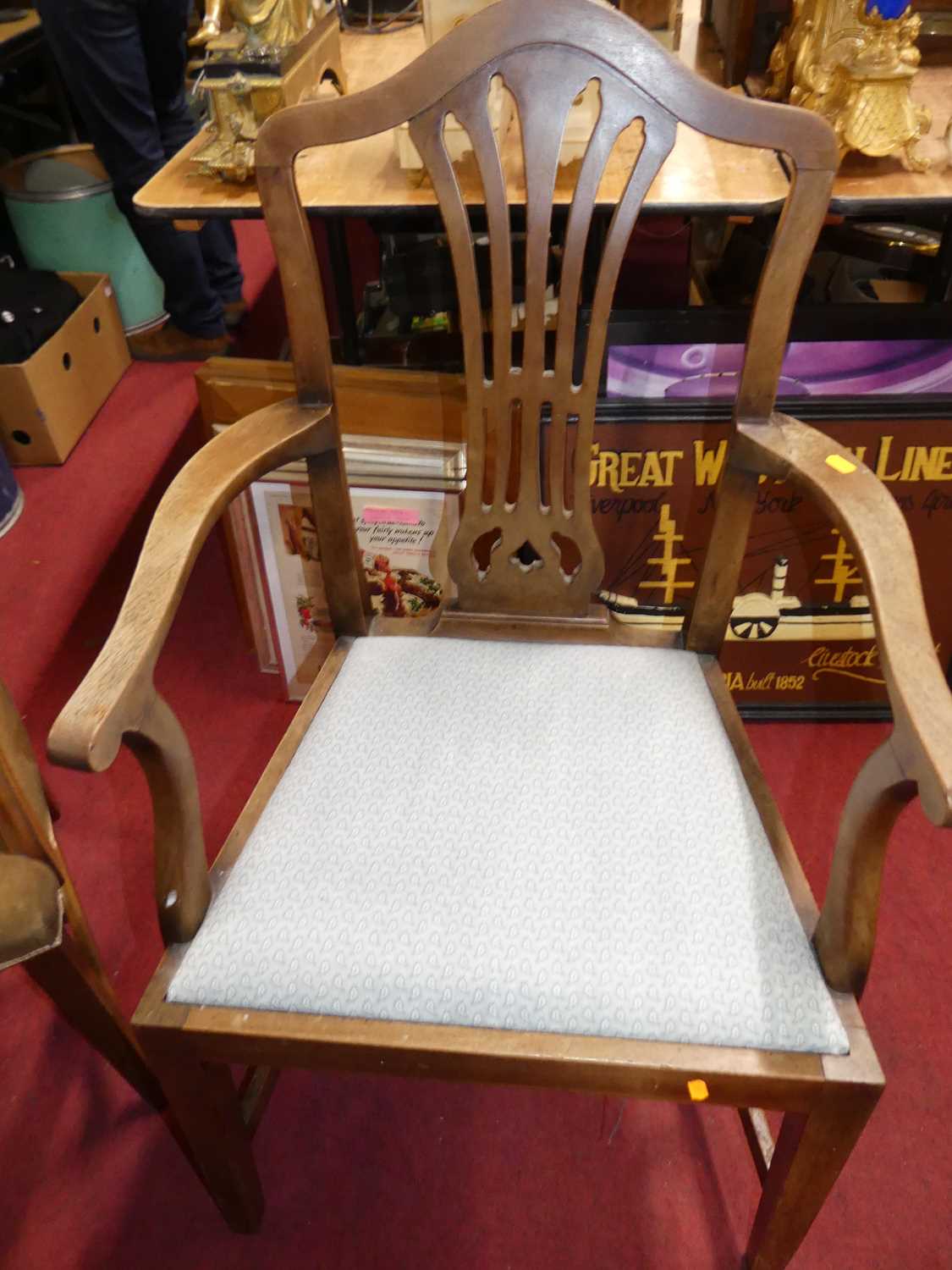 A 19th century mahogany Heppelwhite elbow chair; together with another mahogany Heppelwhite elbow - Image 3 of 3