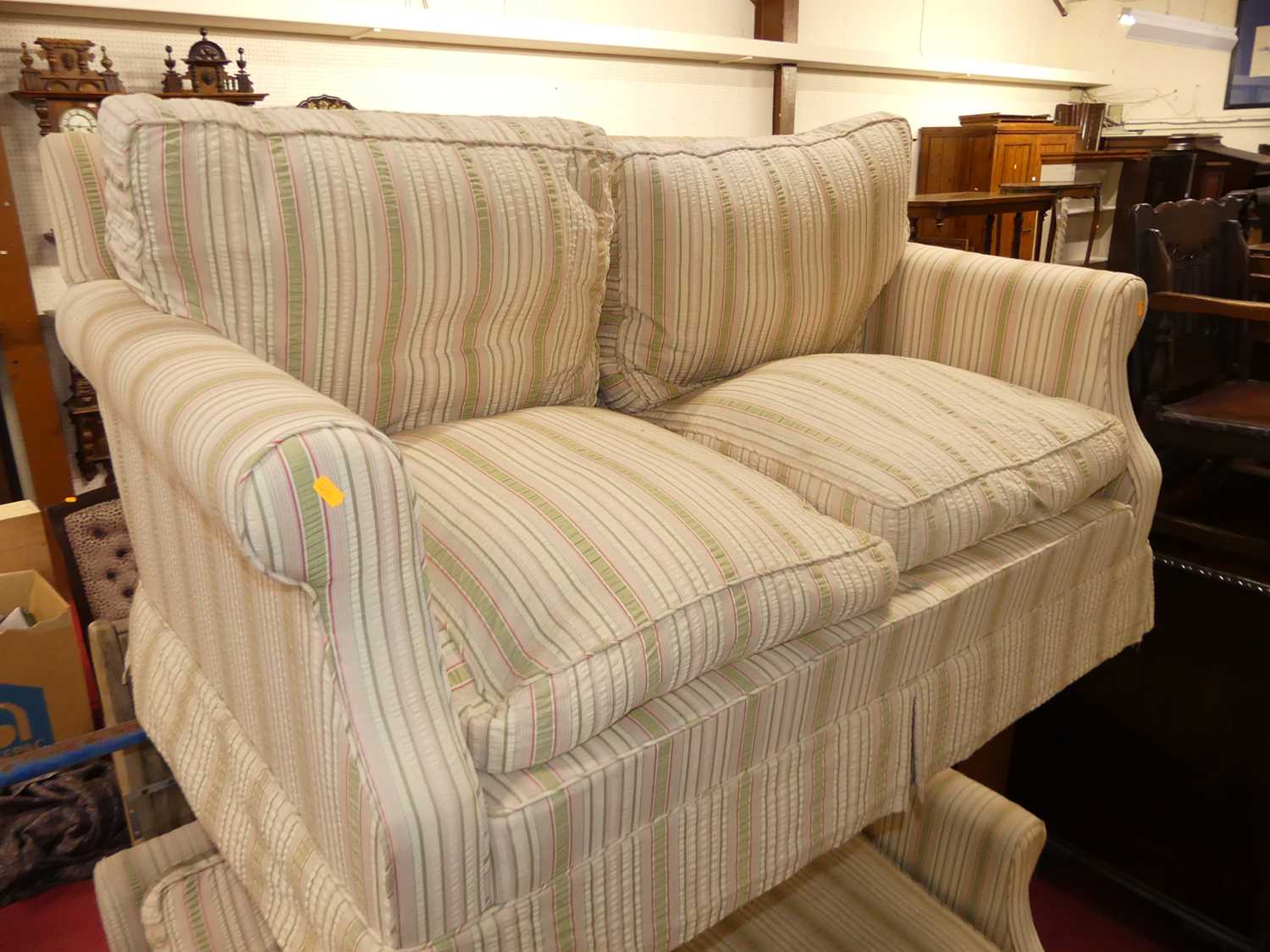 A pair of Duresta striped upholstered two-seater sofas, each w.140cm Both in overall good and - Image 2 of 3